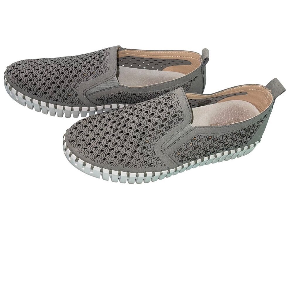 Ilse Jacobsen Womens Flat Size 39 Gray Tulip Slip On Low Top Leather Casual